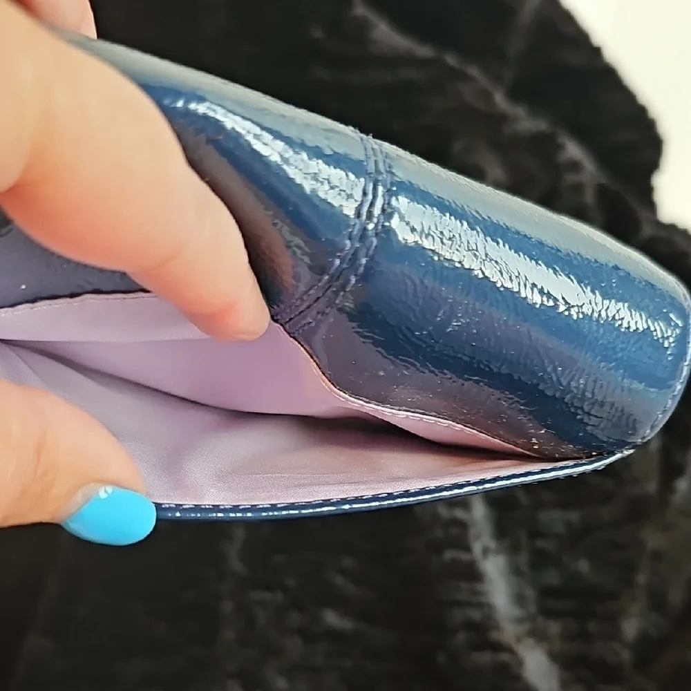 Coach Shiny Blue Leather Wallet - Picture 5 of 8